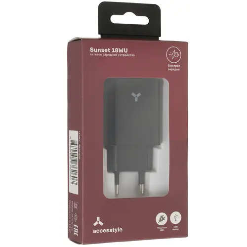 Сетевое зарядное устройство Accesstyle Sunset 18WU черный