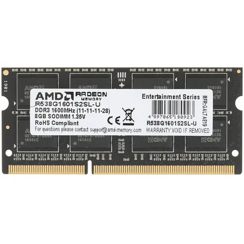 Оперативная память SODIMM AMD Radeon R5 Entertainment Series [R538G1601S2SL-U] 8 ГБ