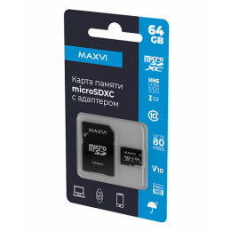 Карта памяти Maxvi microSDXC 64GB Class 10,