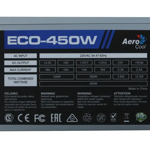 Блок питания AeroCool ECO 450W