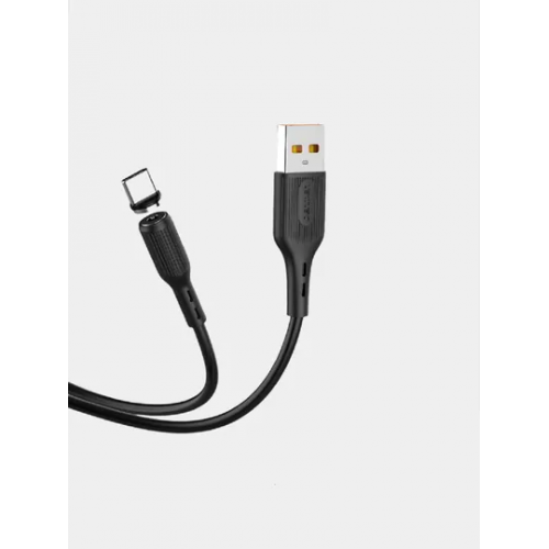 Кабель DENMEN магнитный USB - USB Type-, 1м, 2.4A нейлон черный