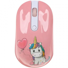 Мышь+коврик беспроводная DEXP WM-201WU Unicorn розовый