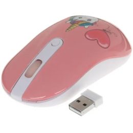 Мышь+коврик беспроводная DEXP WM-201WU Unicorn розовый