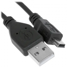 Кабель круглый FinePower mini USB - USB 2.0 Type-A черный 1 м оплетка - ПВХ, 2 А