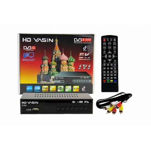 Приставка для цифрового ТВ HD YASIN T777HDT2 черный DVB-T, DVB-T2, HDMI, USB