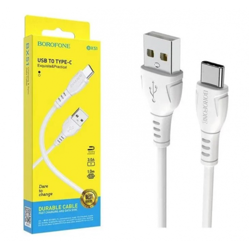 Кабель BOROFONE BX51 USB - USB Type-C, 1м, 60W; белый