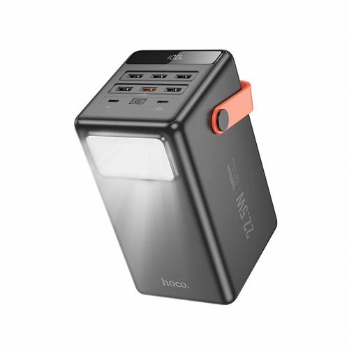 Портативный аккумулятор Hoco J142 Surpass черный [100000 мА*ч, 22.5 Вт, USB-A - 6 шт, USB-C - 2 шт, фонарик]