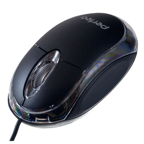 Мышь проводная Perfeo GLOW черный 800 dpi, USB Type-A, кнопки - 3