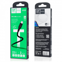 Кабель GFPower 23T USB (m)-Type-C (m) 2.0м 2.1A ПВХ черный (1/200/800)