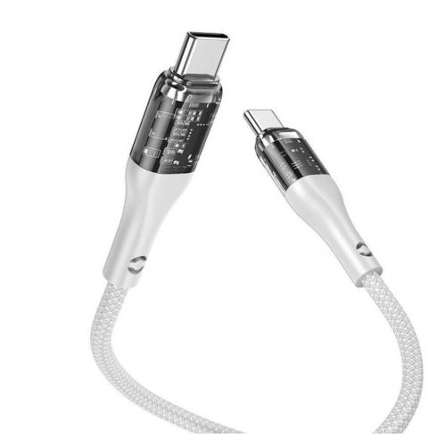 Дата-кабель HOCO U126 Lantern Type-C - Type-C, длина 1.2м, 100W, серый