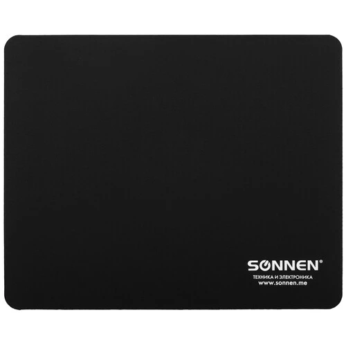 Коврик SONNEN "BLACK" черный ткань, 220 мм x 180 мм x 3 мм