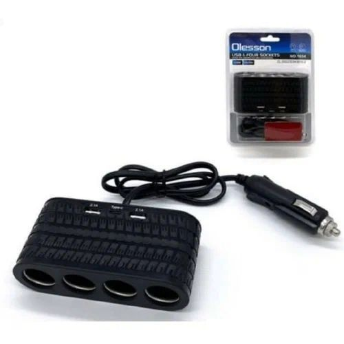 Разветвитель прикуривателя OLESSON 1657 4-х гнездовой 12-24V 4USB  2 Type-C 120W